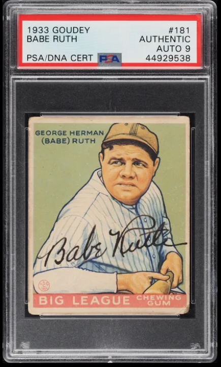 autographed Babe Ruth baseball card